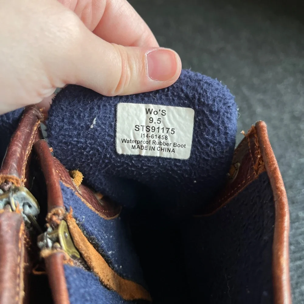 Sperry Saltwater Duck Boot Womens 9.5 Navy Brown Leather Waterproof  rain winter